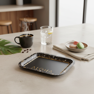 Plateau Métallique Rectangulaire 233x307mm Terrazzo Noir - Product Image 3