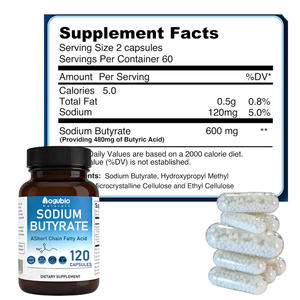 工場供給 最安値 ブチル酸ナトリウムカプセル ヘルスケア ブチル酸ナトリウムサプリメント、腸内溶解性、300mgカプセル - Product Image 2