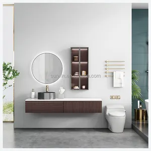 With Round Shape Led Lights Mirror Plywood Kitchen And Bathroom Wall Cabinet And Vanities