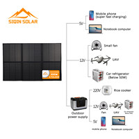 Ollin Panneau Solaire Pliable 300W 6 Pièces, Banque de Charge Solaire Portable à Haute Efficacité, Noir