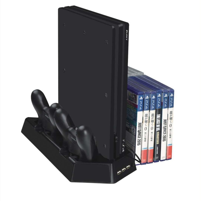 Universal Fan Cooling Base Bracket Multi-function Bracket Charging Dock Vertical Station Stand for PS4 Slim Pro Game Console