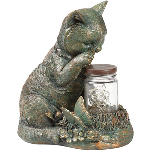 Groothandel Kat met Potje Vuurvliegjes Tuinbeeld Tuindecoratie - Product Image 5