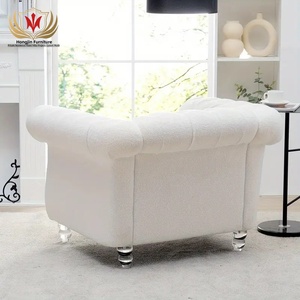 HJ HOME Aviator Retro Lounge Canapé nordique français à un bras Fauteuil d'appoint de salon Canapé 1 place en tissu d'agneau - Product Image 4