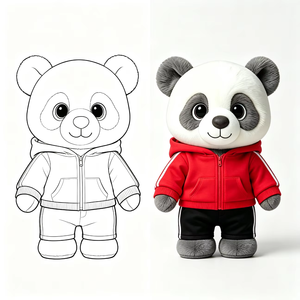 Peluche <span class=keywords><strong>Panda</strong></span> Grigio e Bianco con Felpa Rossa con Zip, Regalo Festivo, Souvenir, Giocattolo di Peluche <span class=keywords><strong>Panda</strong></span> - Product Image 2