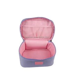Bolsa de higiene pessoal rosa de couro, organizador de maquiagem para viagem para meninas
