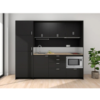 Nouveau Design Meuble de Cuisine Prêt à Installer, Compact Tout-en-Un pour Appartement et Hôtel, Mini-Cuisinette avec Réfrigérateur, Plaque de Cuisson et Évier
