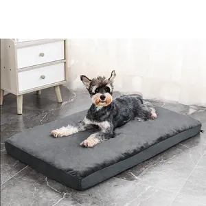 Produsen grosir bantalan hewan peliharaan flanel tebal busa memori berbulu dapat dicuci tempat tidur anjing antiselip cocok untuk anjing