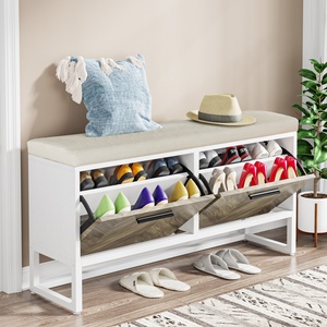 Tribesigns Modern Furniture Entryway Shoe <strong>Storage</strong> <strong>Bench</strong> with <strong>Seat</strong> Cushion Hidden Wood Shoes Cabinet for Living Room - Product Image 6
