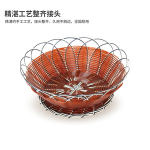 <b>Plastic</b> Imitation Rattan Woven Fruit <b>Basket</b> Circle Stackable Storage <b>Basket</b> For Neatening Fruit Platter - Product Image 5