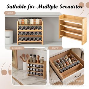 Wooden Multi Layer <b>Kitchen</b> Spice <b>Rack</b> 4 Layers Wall Mounted Large Capacity <b>Storage</b> For Spices And Seasonings - Product Image 4