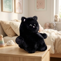 Boneka Kucing Gemuk Lucu, Mainan Hewan Isi Kapas PP, Warna Putih Hitam Abu-abu, untuk Hadiah