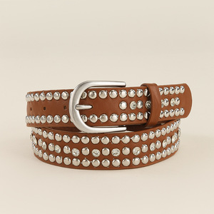 Cintura <span class=keywords><strong>Omen</strong></span> con Borchie, Cinture Vintage da Donna Multicolore con Borchie Argentate, Accessorio per la Vita in Stile Punk per Outfit Casual - Product Image 4