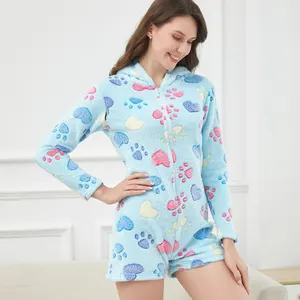 Neuzugang lange Ärmel sexy Einteiliger Pyjama Winter Damennachtwäsche Pyjama Körperanzüge