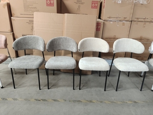 Ghế ăn sweetcrispy Bộ 4, boucle bọc ghế nhà bếp hiện đại với tựa lưng cong & chân kim loại, phòng khách - Product Image 3