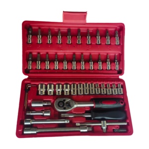 46-Pieces Ổ cắm ổ cắm Ratchet cờ lê thiết lập Metric Bit Ổ cắm mở rộng thanh dụng cụ cầm tay trường hợp gói - Product Image 4