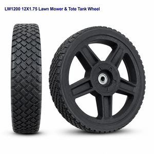 Roue anti-crevaison LW1200 12x1.75 pour tondeuse à gazon, pneu de 12 pouces pour réservoir de déchets portable de camping-car, jante en plastique à 5 rayons, roulement à billes, pièce pour chariot de jardin - Product Image 1