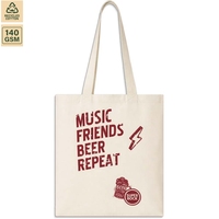 Bolsa de Mano Reutilizable de Algodón de 140 GSM con Asas, Diseño Music Friends Super Bock, para Compras y Uso Diario