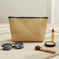 Grande trousse de toilette écologique en jute avec fermeture éclair, pochette de voyage durable, sac à main artisanal tendance pour femme