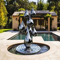 Pierres Cailloux Gouttes d'Eau Sculpture en Métal Poli Lisse Miroir Sculpture en Acier Inoxydable à Vendre