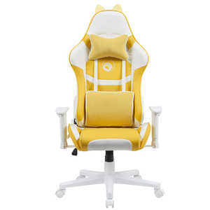 Silla Gamer para Mujer, Diseño Adorable y Femenino, Color Amarillo, Económica, de Fábrica, OEM, Silla de Oficina Giratoria con Ruedas, Estilo Gatita - Product Image 1