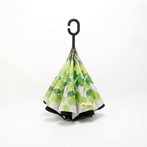 Parapluie inversé à double tissu coupe-vent avec poignée en forme de C pour cadeaux - Product Image 5
