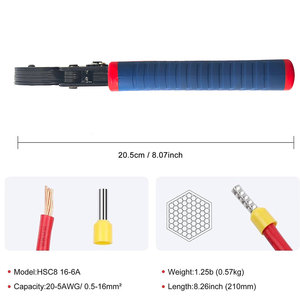 Pince à sertir manuelle à bouton pour tubes AWG28-5 HSC8 16-4 16-6, kit d'outils de sertissage de cosses tubulaires à cliquet - Product Image 4