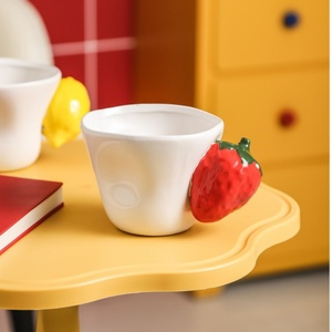 Lelyi tasse en céramique peinte à la main mignon amusant motif fraise citron écologique 300ml pour petit déjeuner lait tasse à café accessoires - Product Image 5