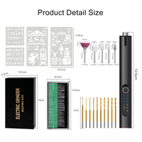 Stylo de gravure électrique avec lumière, machines de gravure DIY avec 45 embouts, outil rotatif sans fil pour métal, bois, verre, plastique, jade