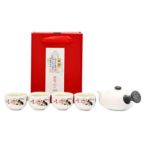 Juego de té Kung Fu con esmalte de copo de nieve, tetera de cerámica con asa lateral y tazas, caja de regalo para celebración de bodas - Product Image 5