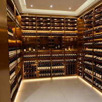 CBMMART Armoire à vin classique en bois massif de luxe avec vitrine en verre