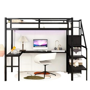 Cama litera de tamaño completo con escritorio debajo, para uso doméstico y comercio transfronterizo, cama alta, dormitorio doble integrado moderno y minimalista - Product Image 5