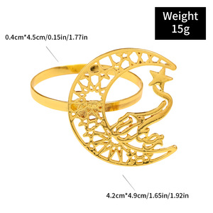 Anello Portatovagliolo Artistico in Metallo Lucido Tagliato al Laser con Motivo Stella e Luna, Costruzione Resistente per Presentazioni di Pasti Familiari Quotidiani - Product Image 5
