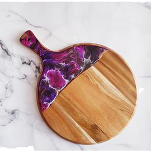Planche à fromage en bois et résine 2024 avec œuvre d'art en époxy personnalisée, épaisseur 1,5 cm, planche à découper rectangulaire - Product Image 2