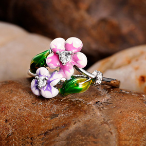 Anello in smalto floreale dolce per donna, regalo romantico di San Valentino, gioiello da dito - Product Image 6