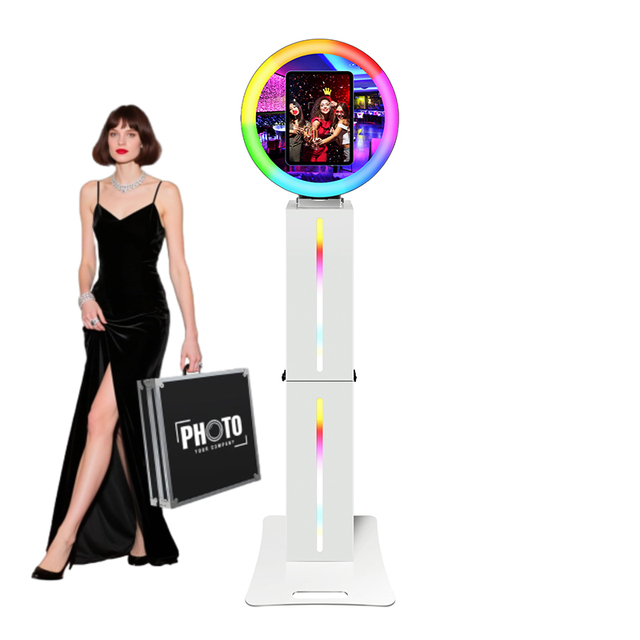 US Warehouse Selfie Magic Oval Mirror Photo Booth with RGB Lighting Camera and Printer iPad Compatible Touch Screen