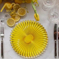 Assiette de présentation en verre style INS, motif tournesol, jaune doré, pour dîner, fruits, décoration de table pour mariage et banquet