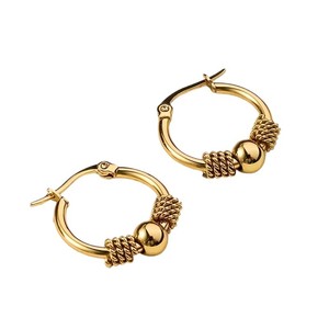 Boucles d'oreilles européennes et américaines à clip torsadé avec perles, tendance, style Joker, pour femmes, en acier inoxydable plaqué or 18 carats - Product Image 4