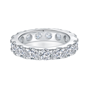 Bague Éternité Vintage en Argent 925 Plaqué Rhodium avec Moissanite 13631, Coupe Brillante VVS, Bijoux Fins - Product Image 1