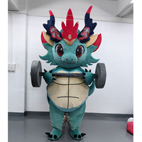 Kinqee Haute Qualité Drôle Gonflable Dragon Mascotte Personnage De Dessin Animé Haltérophilie Dragon Mascotte Costume Costume pour Adultes