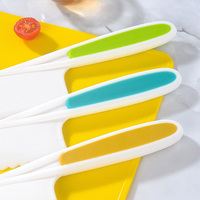 Ensemble de 3 couteaux de cuisine en plastique pour enfants avec bords dentelés Couteau en plastique pour tout-petits pour gâteau aux fruits
