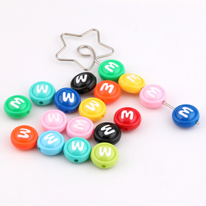 Acrylic Flat Round <b>Beads</b> With M Letter For Jewelry Making DIY Accessories Colorful Plastic Resin <b>Loose</b> <b>Beads</b> - Product Image 5