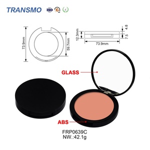 Boîte à poudre vide noire en plastique, ronde, pour fard à joues, avec logo personnalisé, emballage pour fard à joues - Product Image 2