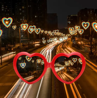 Vente flash Lunettes de soleil en forme de cœur d'amour, observez les lumières qui changent en forme de cœur la nuit, lunettes à effet de diffraction en forme de cœur, lunettes spéciales