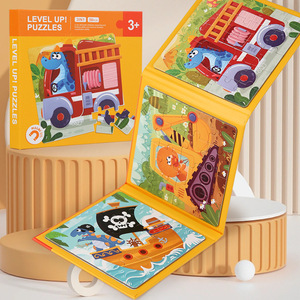 Giocattoli educativi magnetici 3-in-1 per bambini <span class=keywords><strong>libro</strong></span> Puzzle di cartone con animali dei cartoni animati tema auto per ragazzi e ragazze - Product Image 2