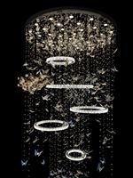 Lustre en cristal personnalisé, élégant et moderne, en forme de papillon, pour hall d'hôtel, escalier, éclairage décoratif LED