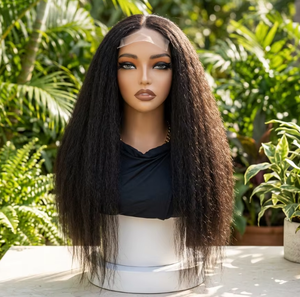 Parrucca KEMY HAIR con Chiusura in Pizzo 4*4 Senza Colla, Resistente al Calore, Capelli Umani Remy Afro Kinky Lisci Lunghi Ricci per Donne di Colore - Product Image 1