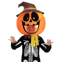 Décoration d'extérieur gonflable de luxe en PVC pour Halloween : Sorcière d'horreur dans un seau citrouille avec éclairage LED