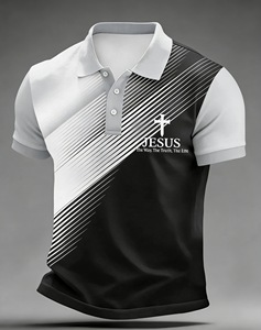 <span class=keywords><strong>Polo</strong></span> Premium da Uomo Estiva con Stampa Diagonale a Righe e Scritta 'JESUS the Way Truth Life', Maglietta Cristiana Morbida a Maniche Corte per Golf - Product Image 4