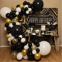30 ballons en latex noirs et dorés, adaptés aux décorations d'anniversaire, de fête de retraite, du réveillon du Nouvel An et aux cérémonies de remise des diplômes