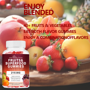 Gummies aux fruits et superaliments OEM |   Stimulez l'énergie, renforcez l'immunité et améliorez la santé digestive |   Mélange de superaliments végétaliens 40+ fruits et légumes, complément alimentaire - Product Image 3